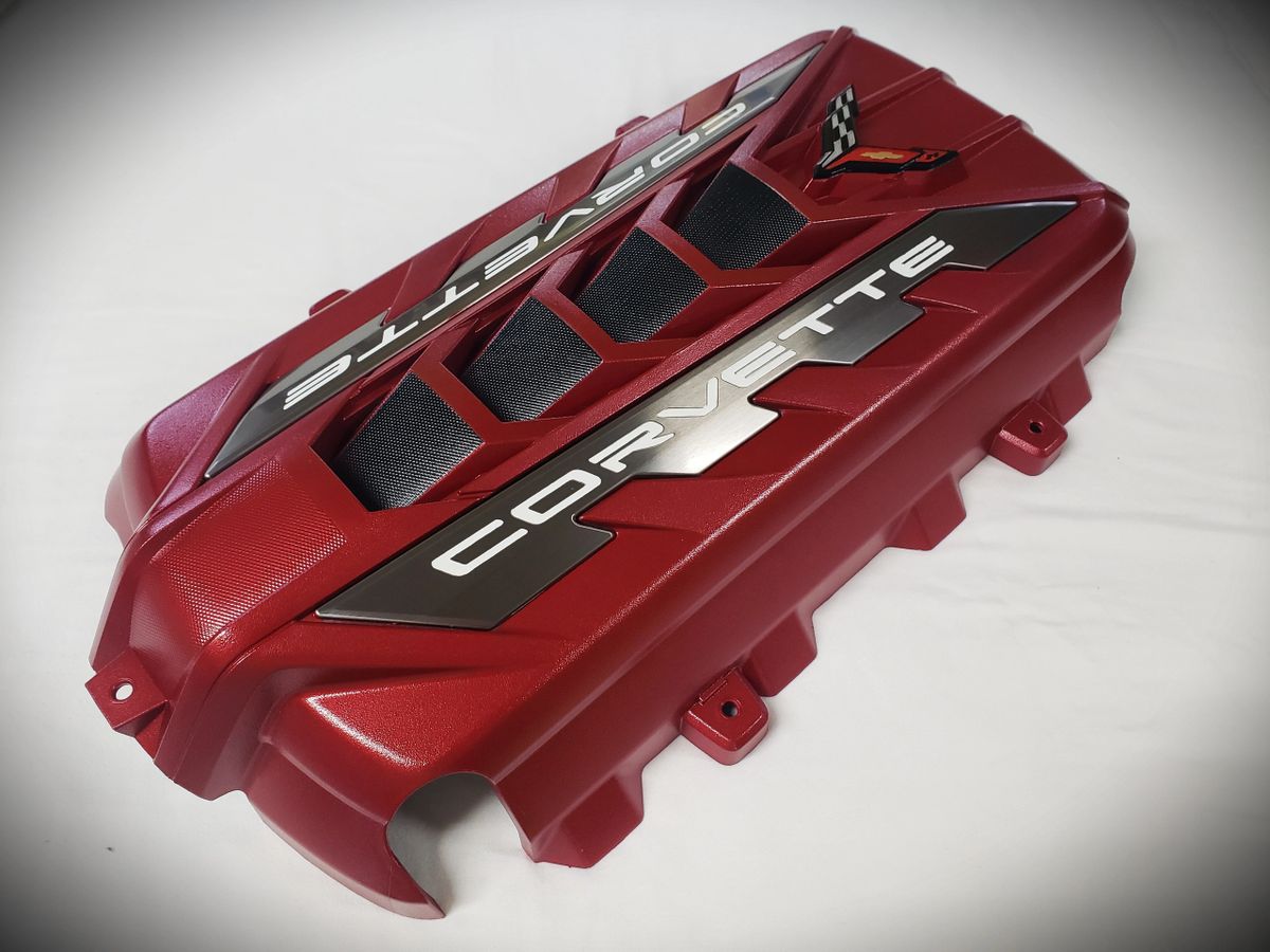 C8 Corvette Engine Cover Induction SeriesRed Mist Arctic White Corvette